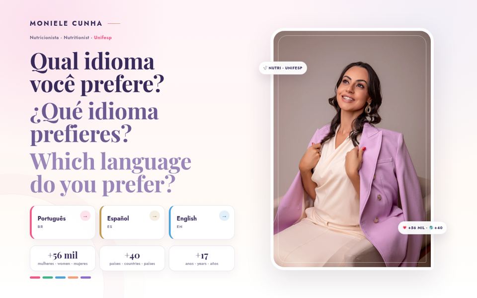 Site da nutricionista Moniele Cunha
